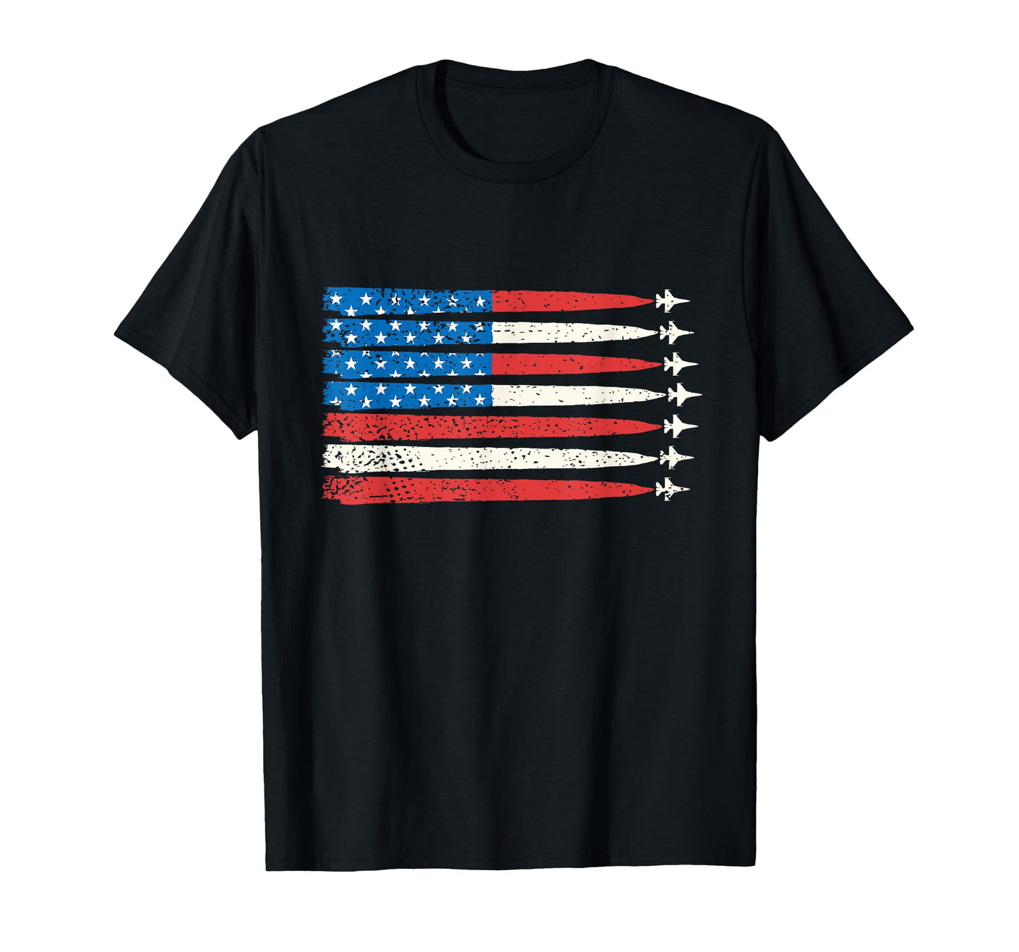 Fighter Jets American USA Flag 4th of July Patriotic Men Tee T-Shirt