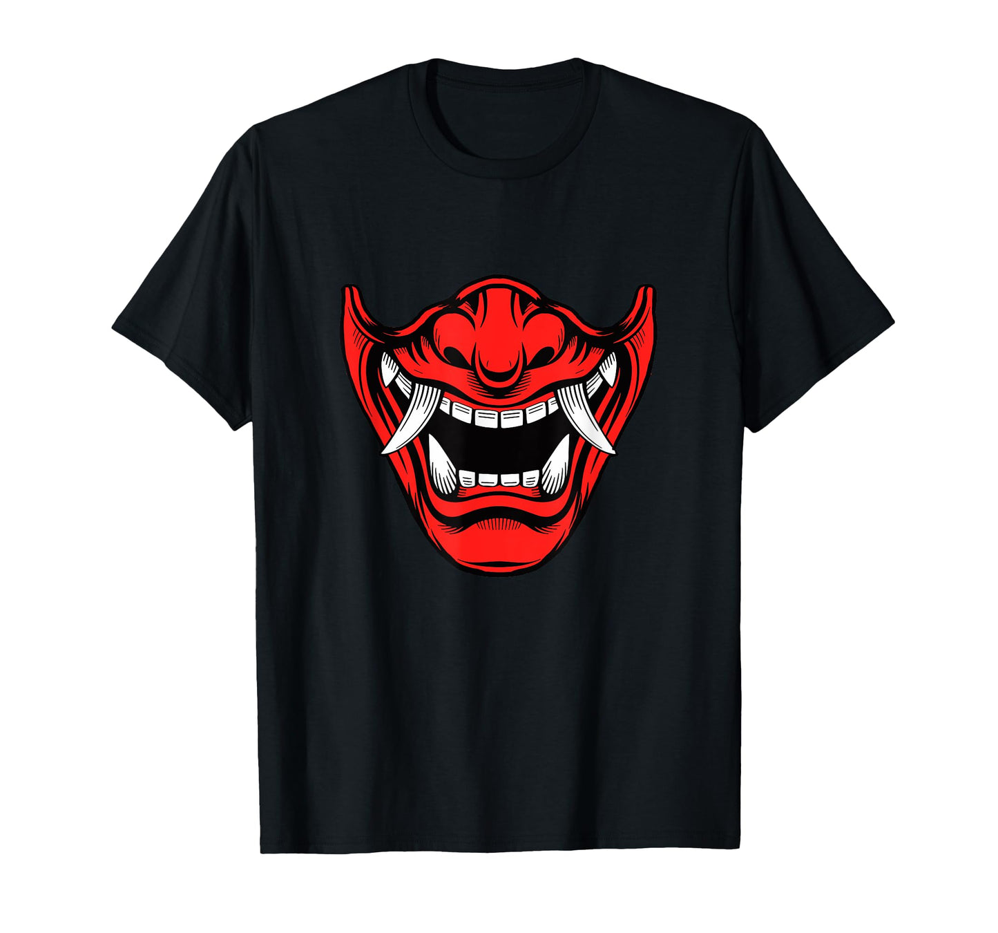 Red Oni Mask with Menacing Smile T-Shirt