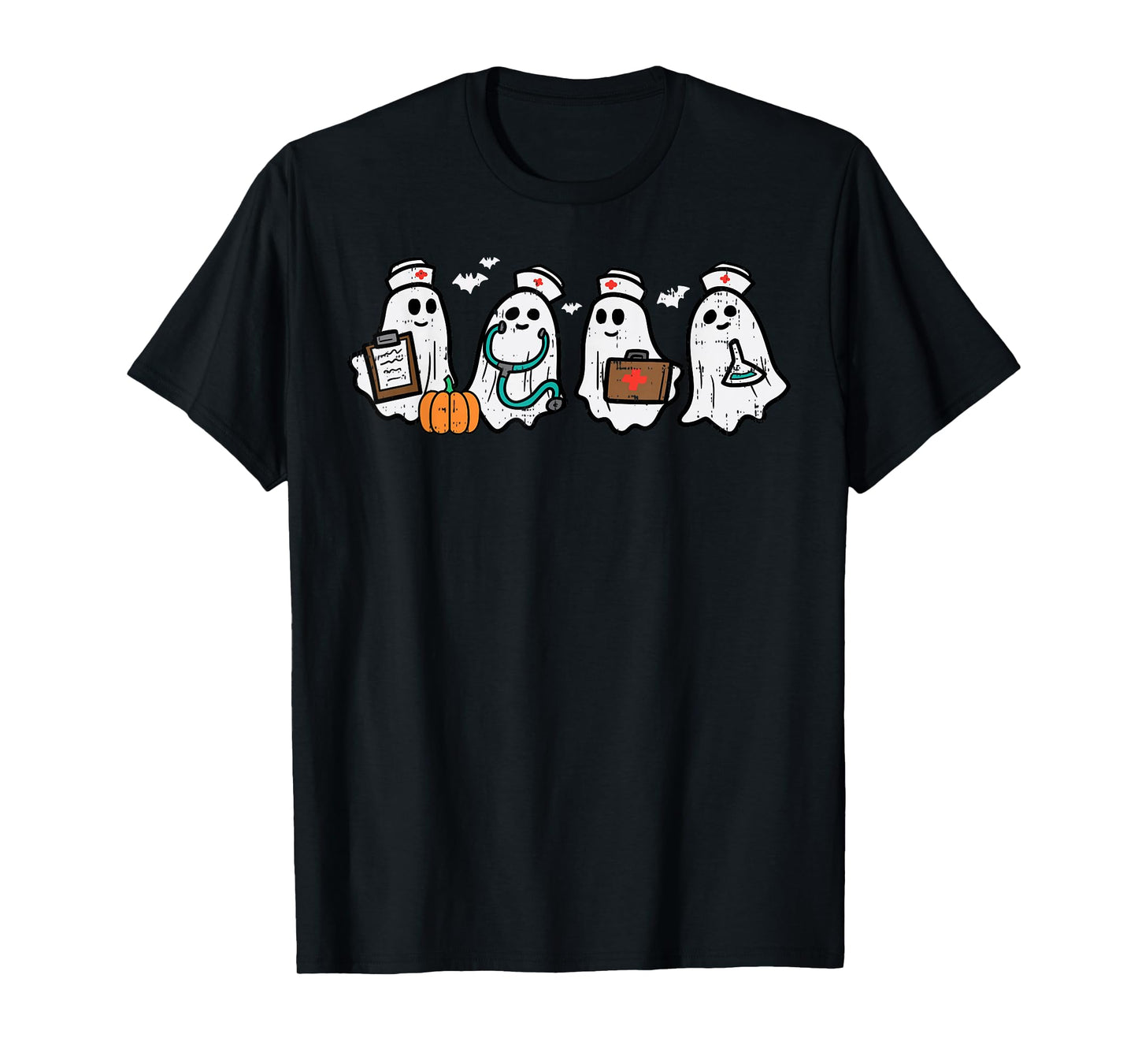 Ghost Nurses Halloween Crew Funny Costume Scrub Top Women T-Shirt