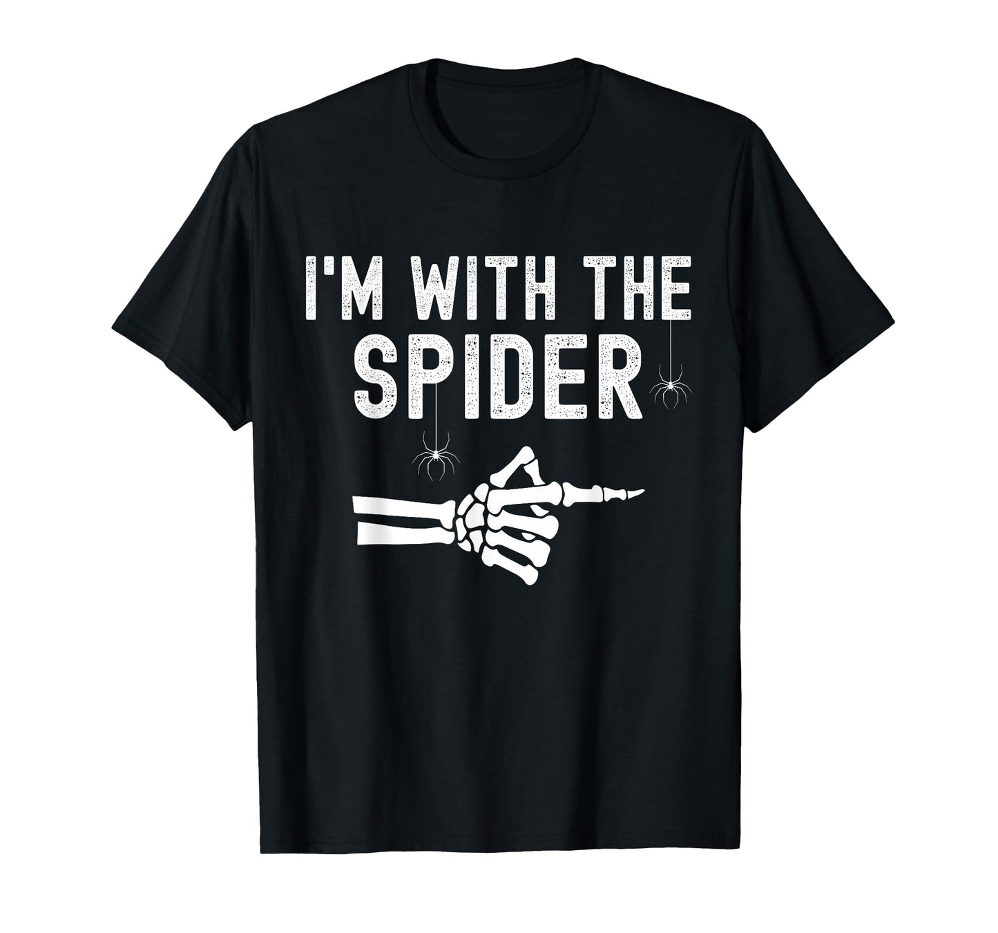 I'm With Spider Funny Skeleton Halloween Couples Matching T-Shirt