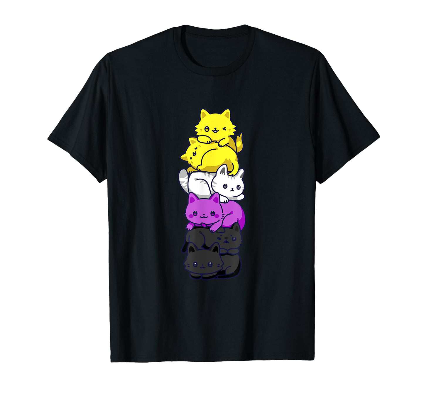 Nonbinary Pride Cat LGBT Non Binary Flag Cute Cats Pile T-Shirt