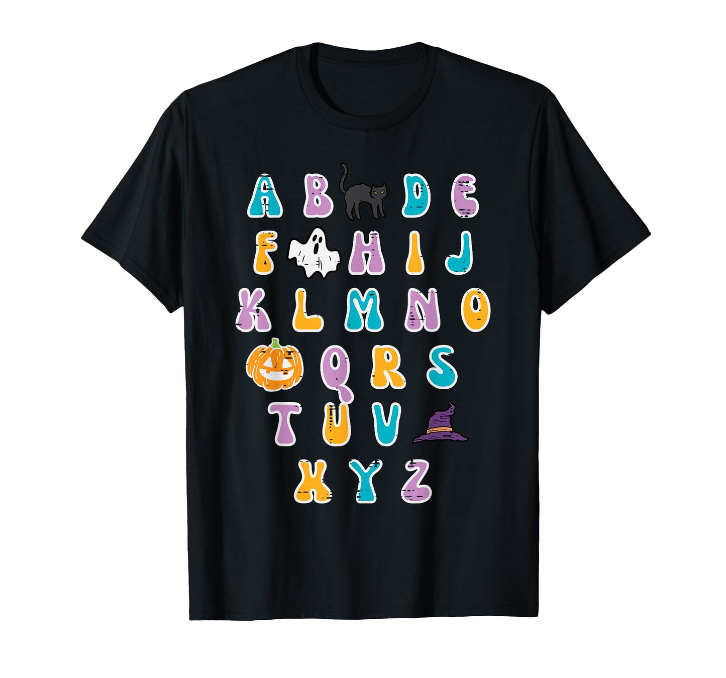 Halloween ABC Alphabet Cute Costume Teacher Women Girls Kids T-Shirt