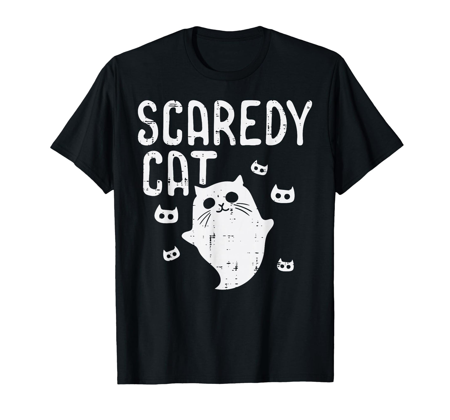 Scaredy Cat Ghost Funny Halloween Costume For Women Girls T-Shirt