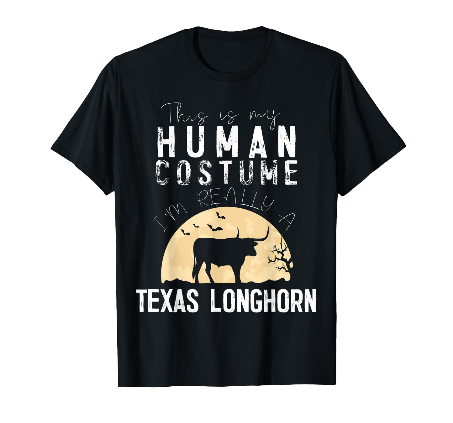 Halloween Human Costume Texas Longhorn Creepy Horror T-Shirt