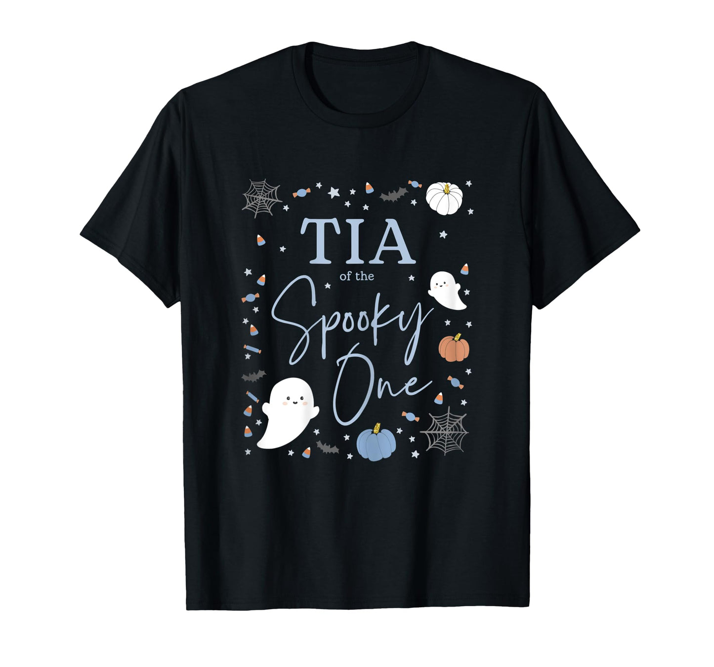 Womens Tia of the Spooky One First Birthday Blue Boy 1st Halloween T-Shirt