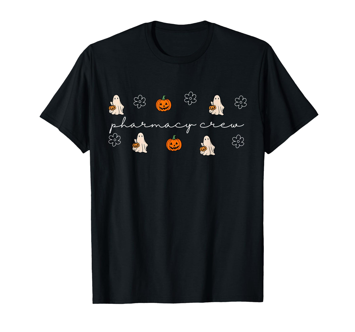 Pharmacy Crew Ghost Pumpkin Fall Pharmacist Tech Halloween T-Shirt