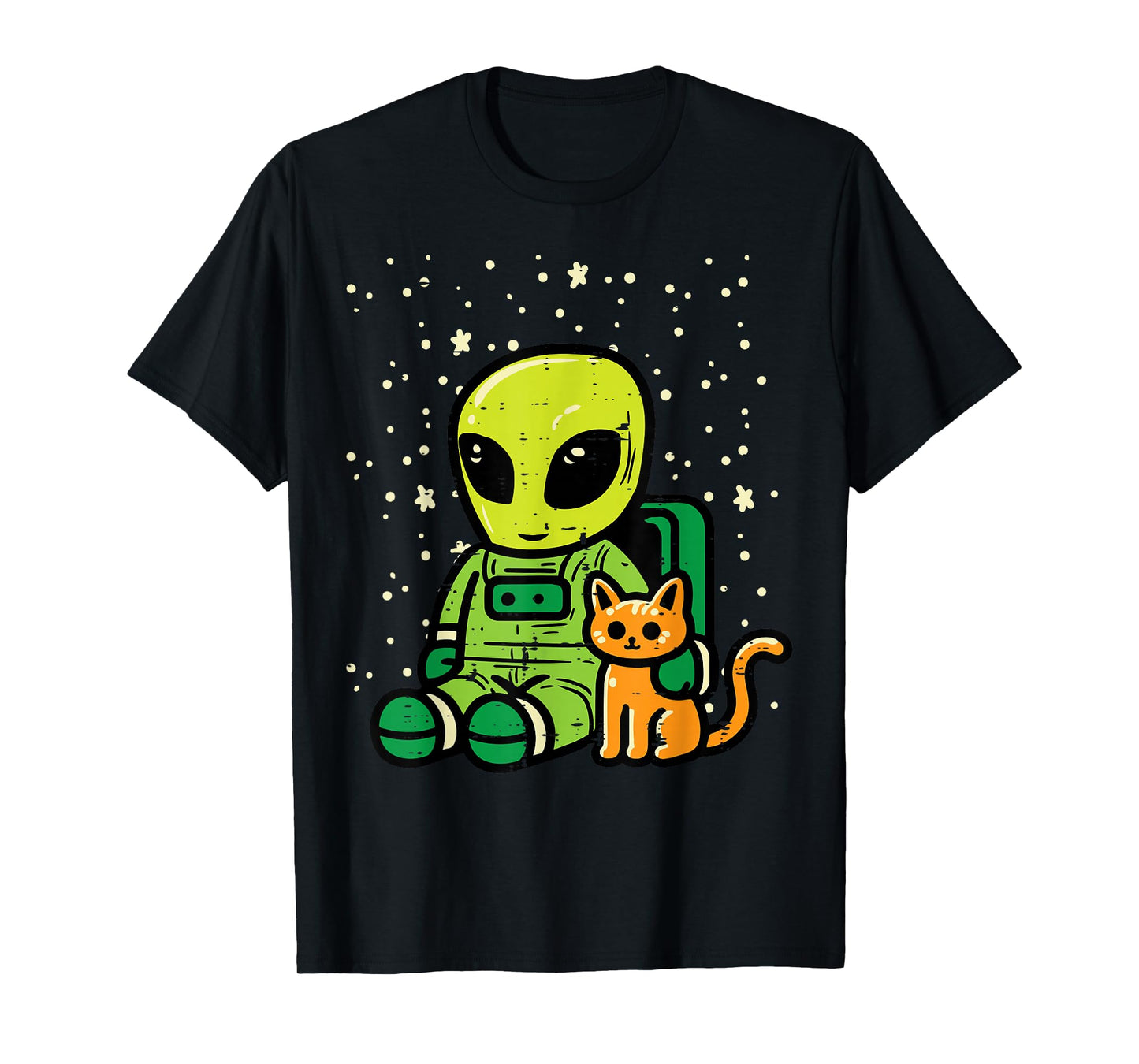 Alien Astronaut Cat Sitting Cute Ufo Girls Boys Kids Women T-Shirt