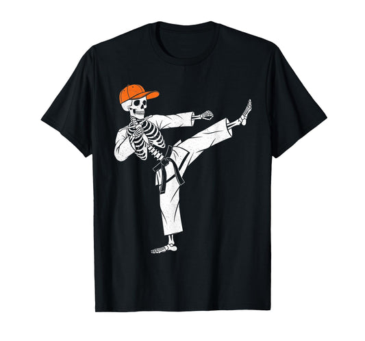 Skeleton Karate Halloween Funny Spooky Skeleton Karate T-Shirt