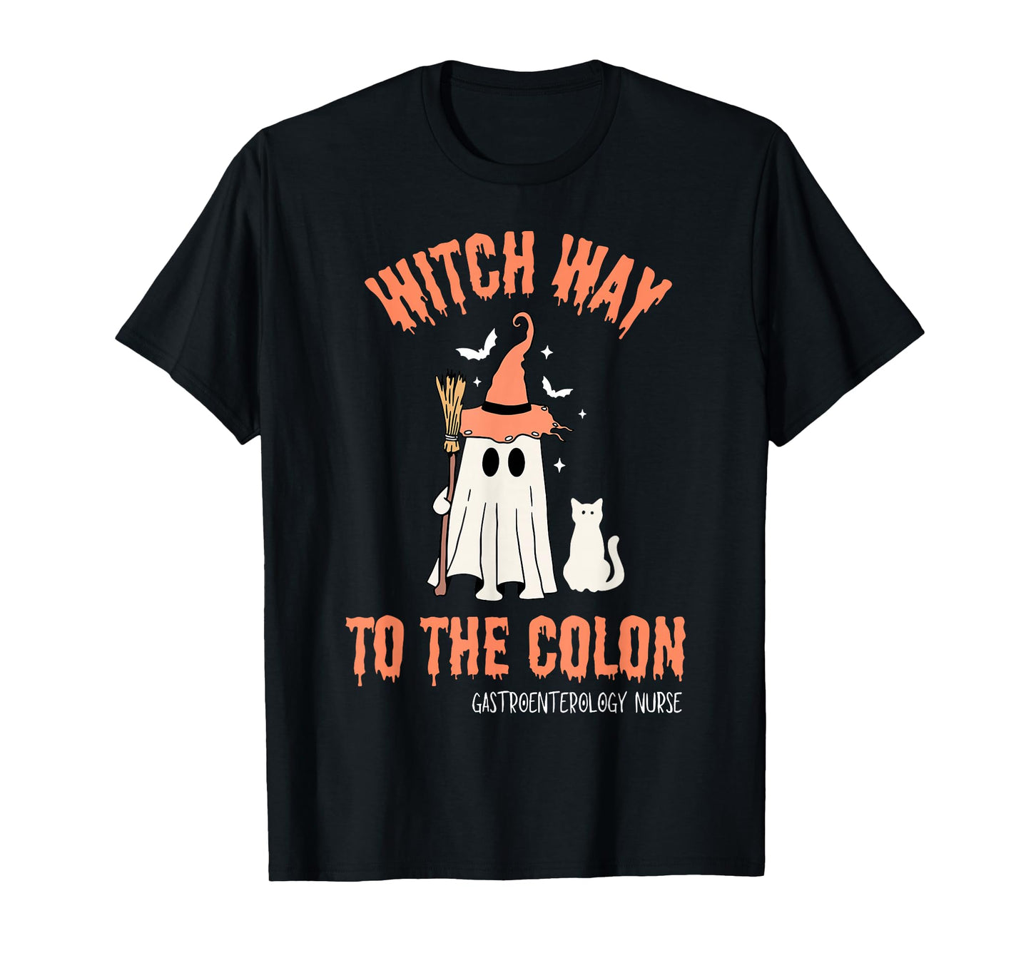 Witch Way To Colon Halloween Gastrointestinal Nurse Ghost T-Shirt