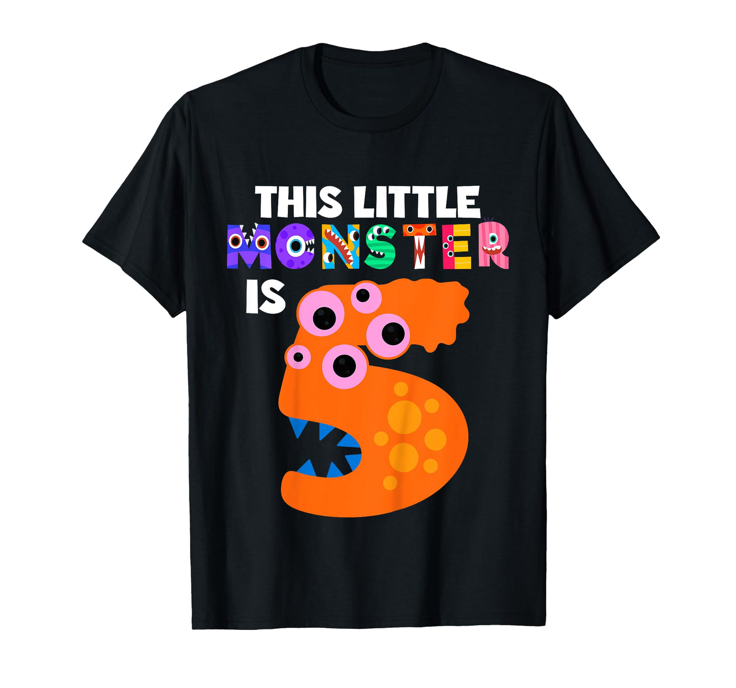 This Little Monster is 5 Five Years 5th Birthday Party Alien T-Shirt