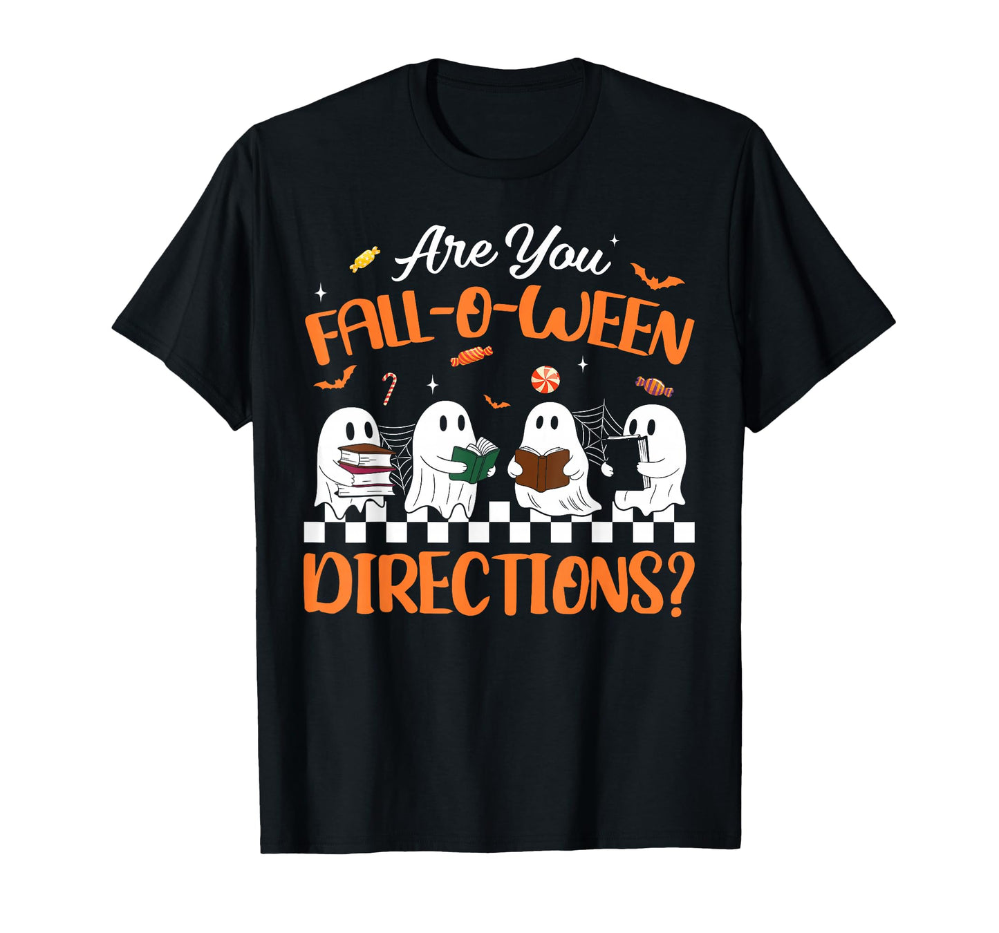 Retro are You Fall O Ween Directions Teacher Halloween Ghost T-Shirt