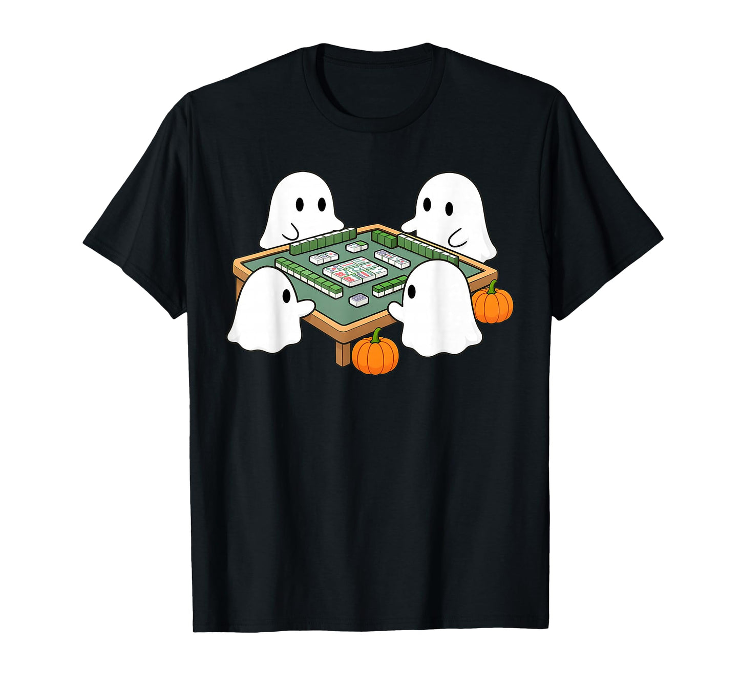 Halloween Ghost Playing Mahjong Spooky Mahjong Funny Costume T-Shirt