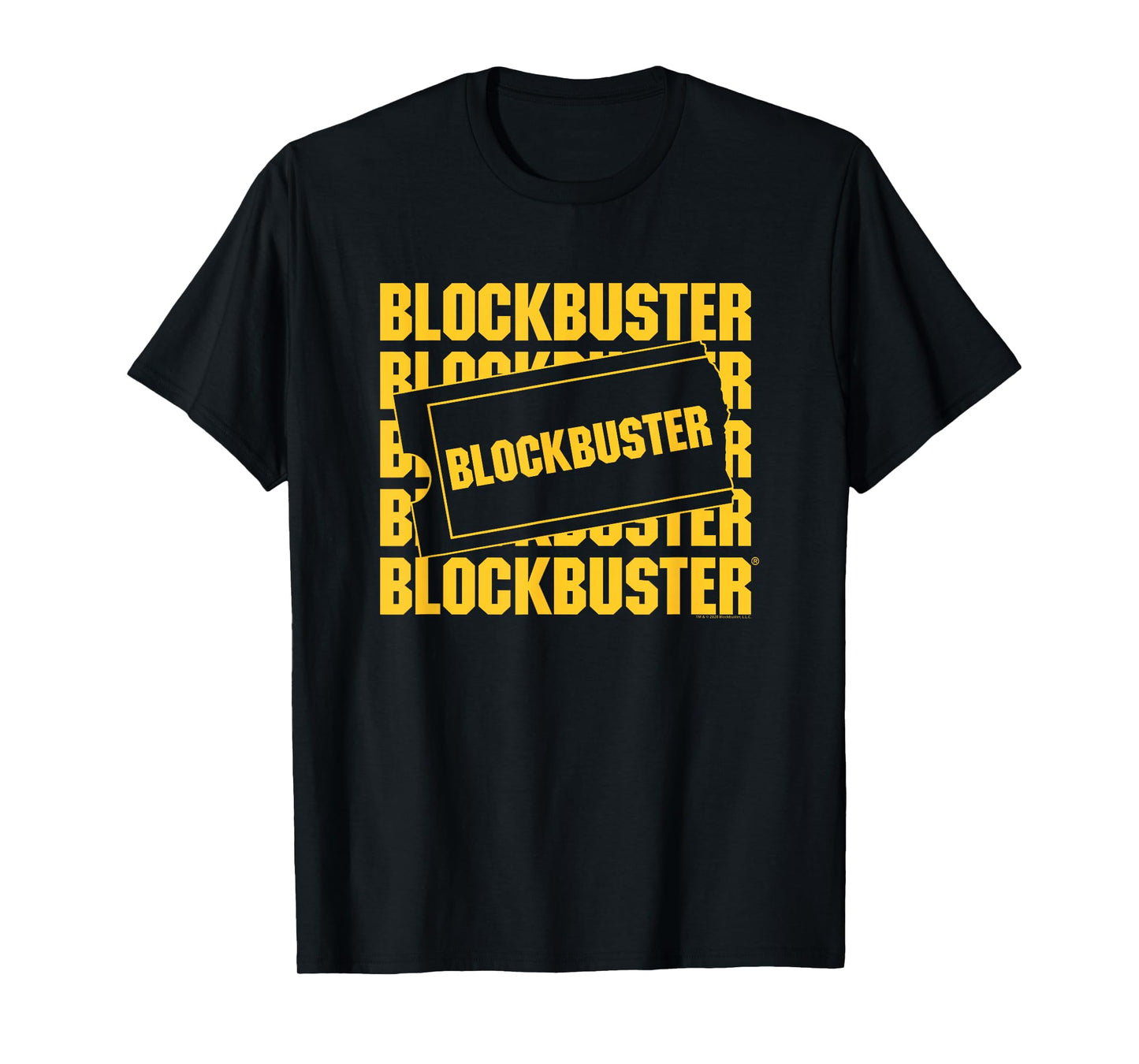 Blockbuster Repeating Logo with Ticket T-Shirt Small