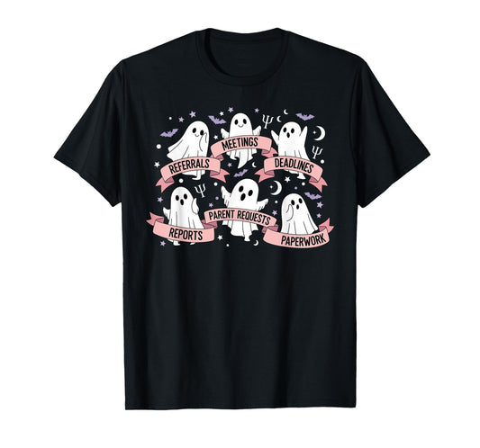 School Psychologist Halloween Ghosts Psych Funny Halloween T-Shirt