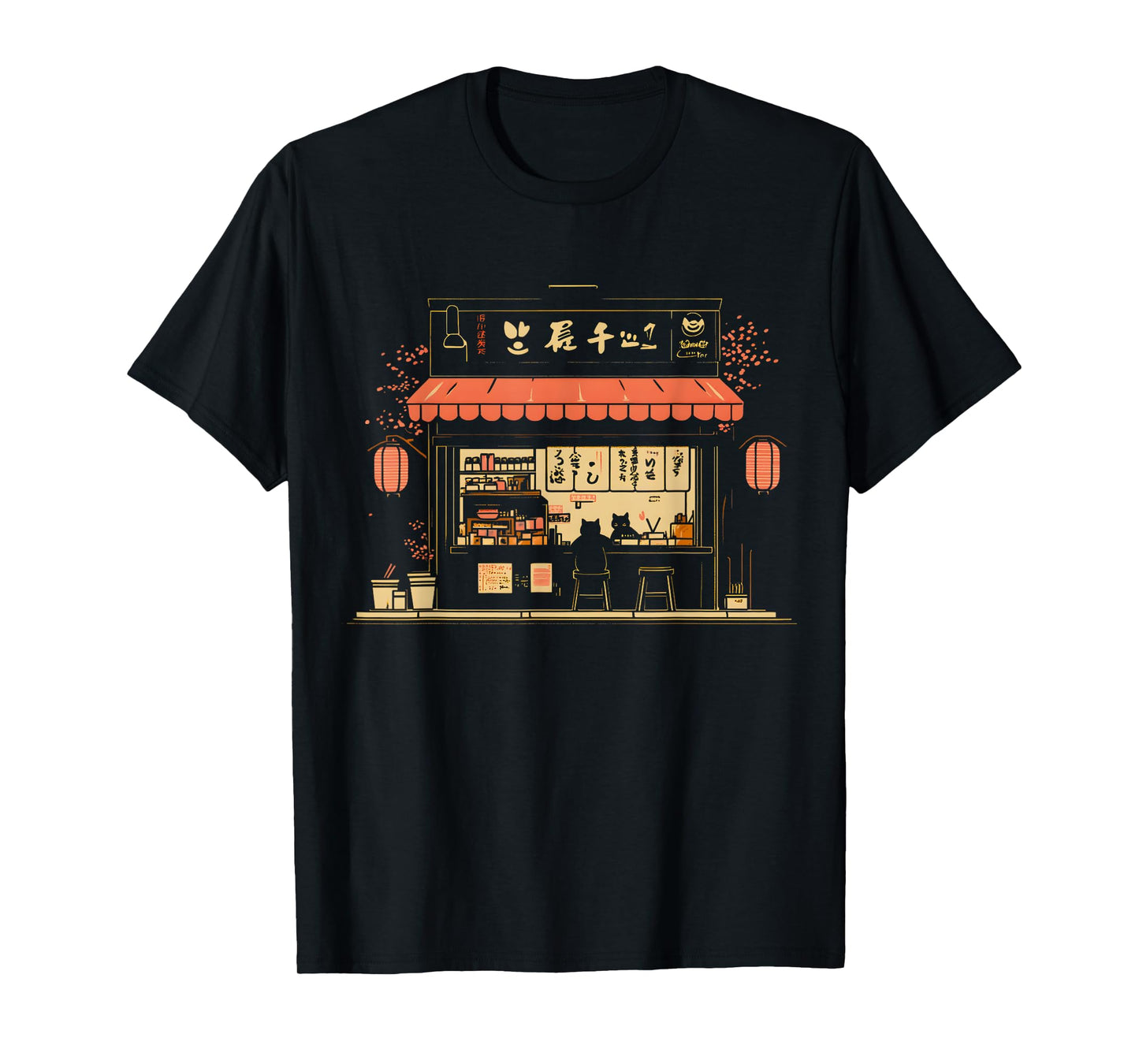 Ramen Shop Japanese Cat Kawaii Vintage Japanese Noodles T-Shirt