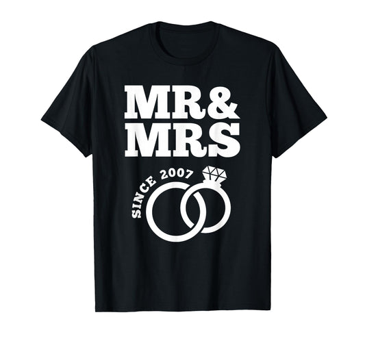 16th Wedding Anniversary Husband Wife Mr. & Mrs. Since 2007 T-Shirt