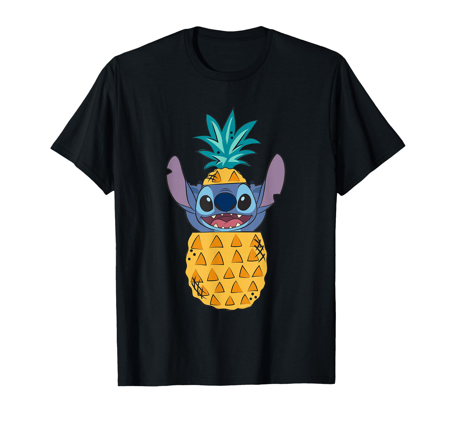 Disney Lilo & Stitch Cute Pineapple Surprise Chest Portrait T-Shirt