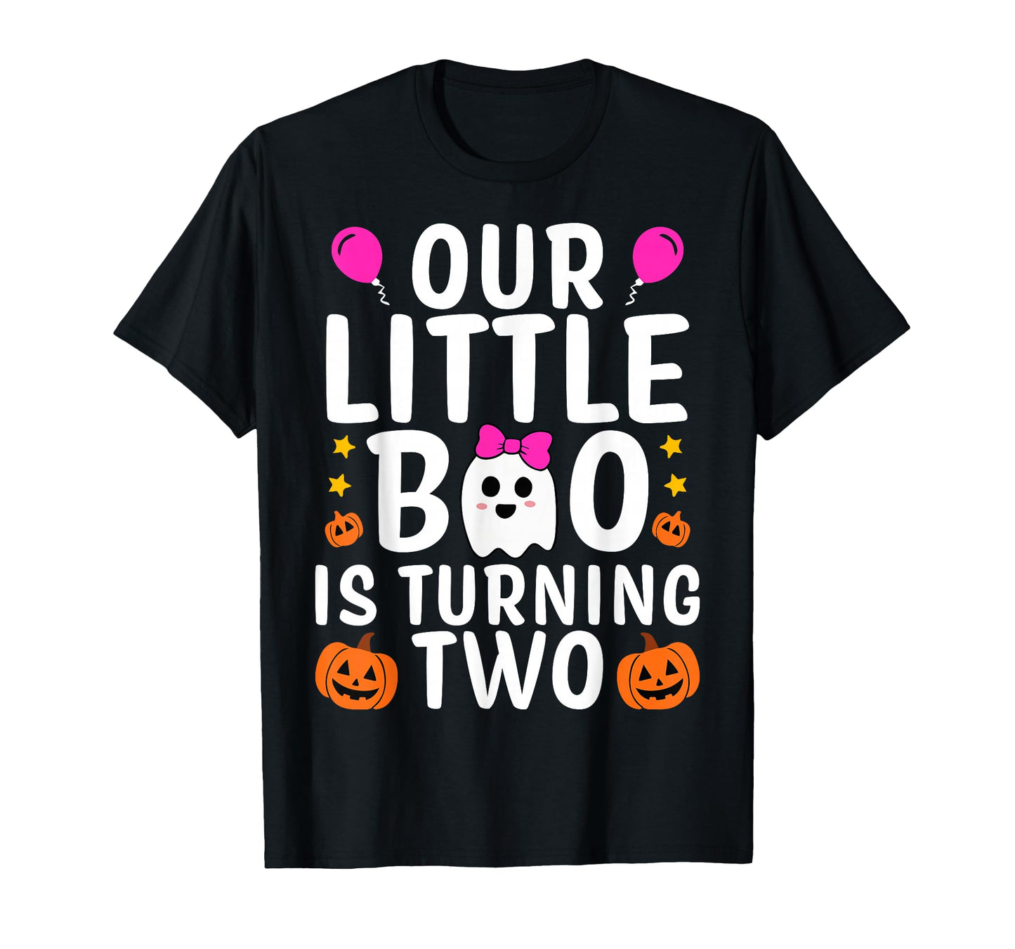 Our Little Boo Is Turning Two Yr 2nd Birthday Girl Halloween T-Shirt