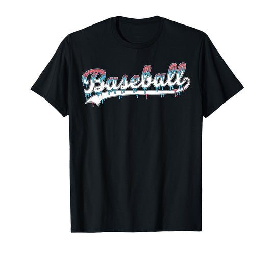 Baseball Ice Cream Drip Boys and Girls Batter Game Day T-Shirt