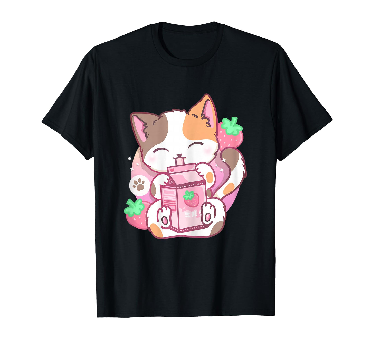 Strawberry Shake Strawberry Milk Cat Kawaii Neko Anime T-Shirt