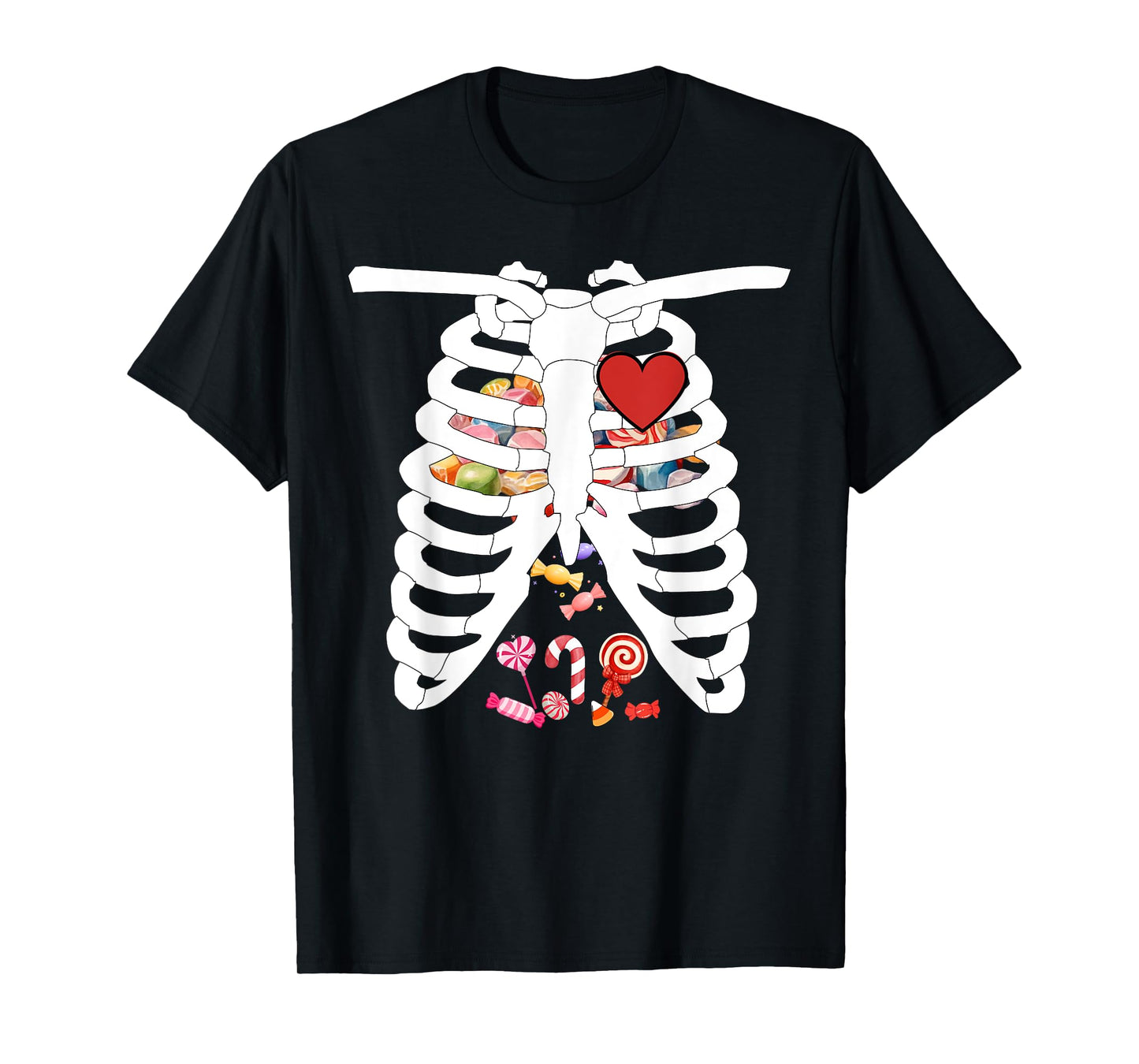 Skeleton Rib Cage X-ray Candy Funny Halloween Costume Kids T-Shirt