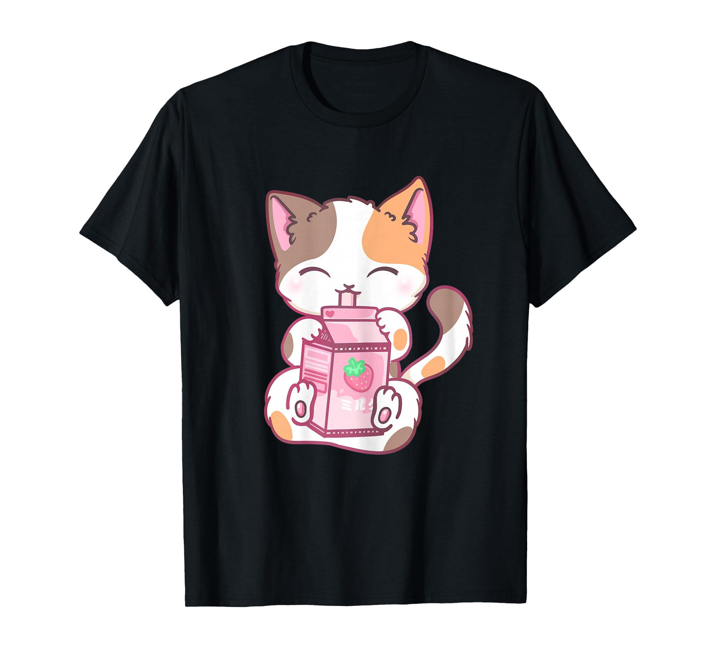 Strawberry Shake Strawberry Milk Cat Kawaii Neko Anime T-Shirt
