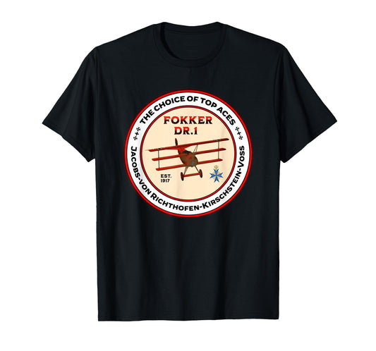 Fokker DR1 Triplane WW1 Fighter Plane Choice Of Top Aces T-Shirt