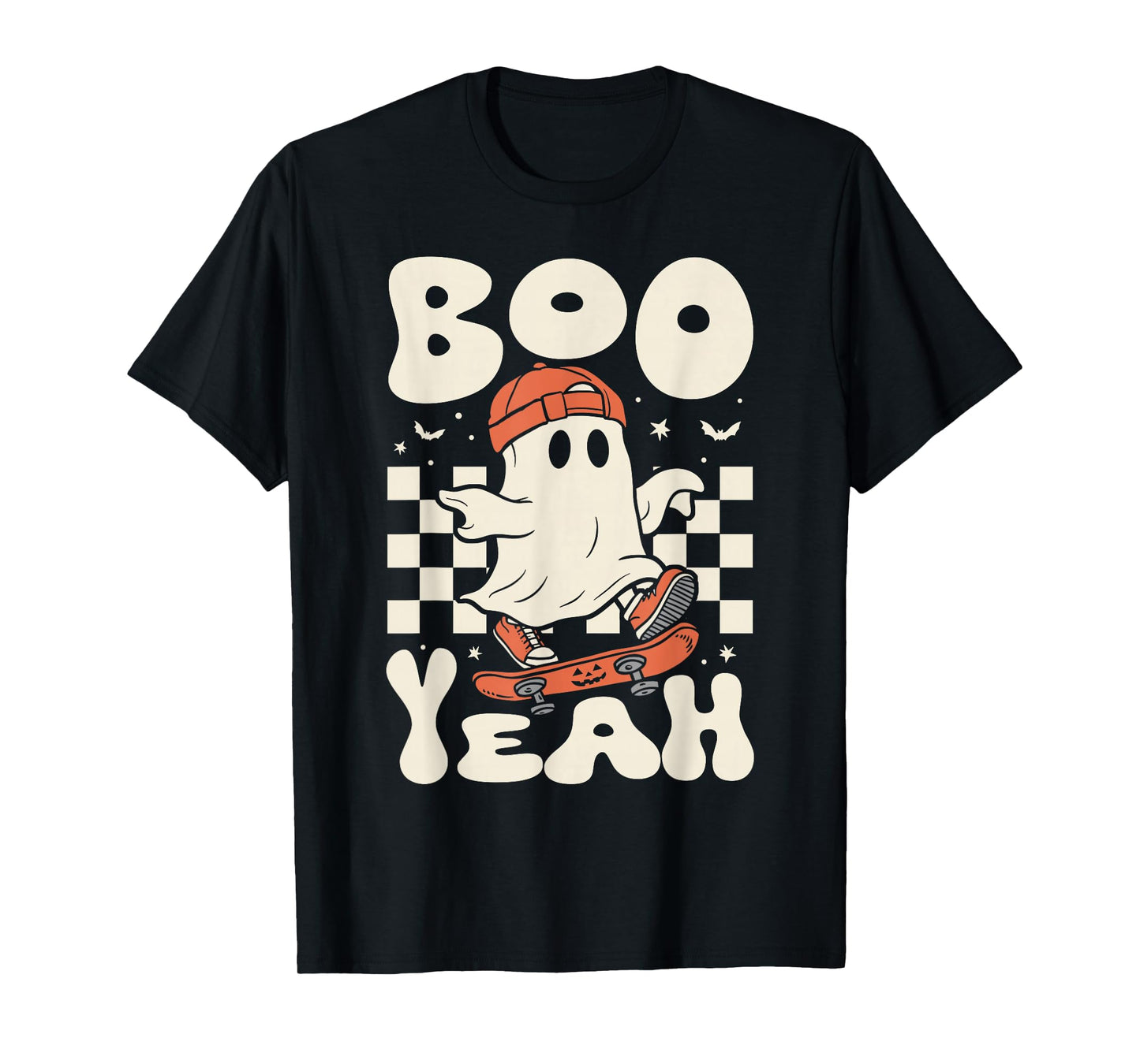 Boo Yeah Halloween Ghost Boys Retro Skateboard Toddler Kids T-Shirt