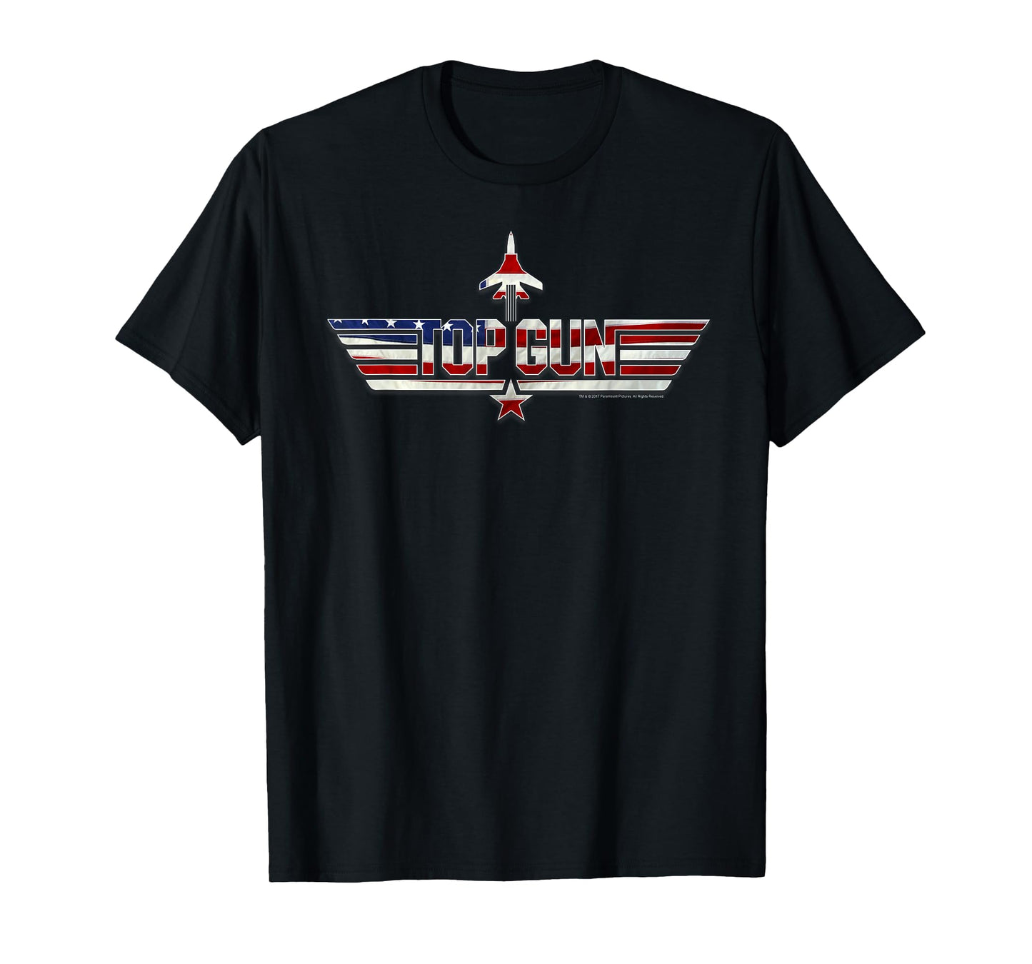 Top Gun American Flag Stars and Bars Logo Action Movie T-Shirt