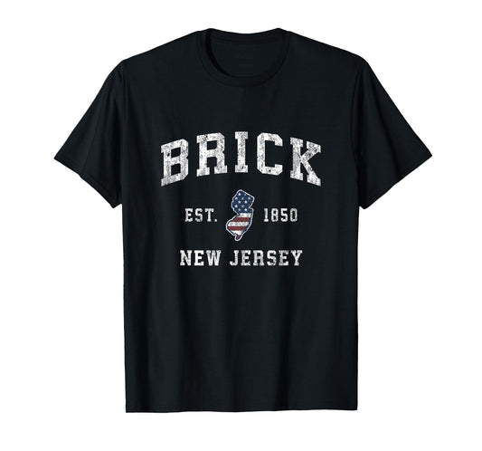 Brick New Jersey NJ Vintage American Flag Sports Design T-Shirt