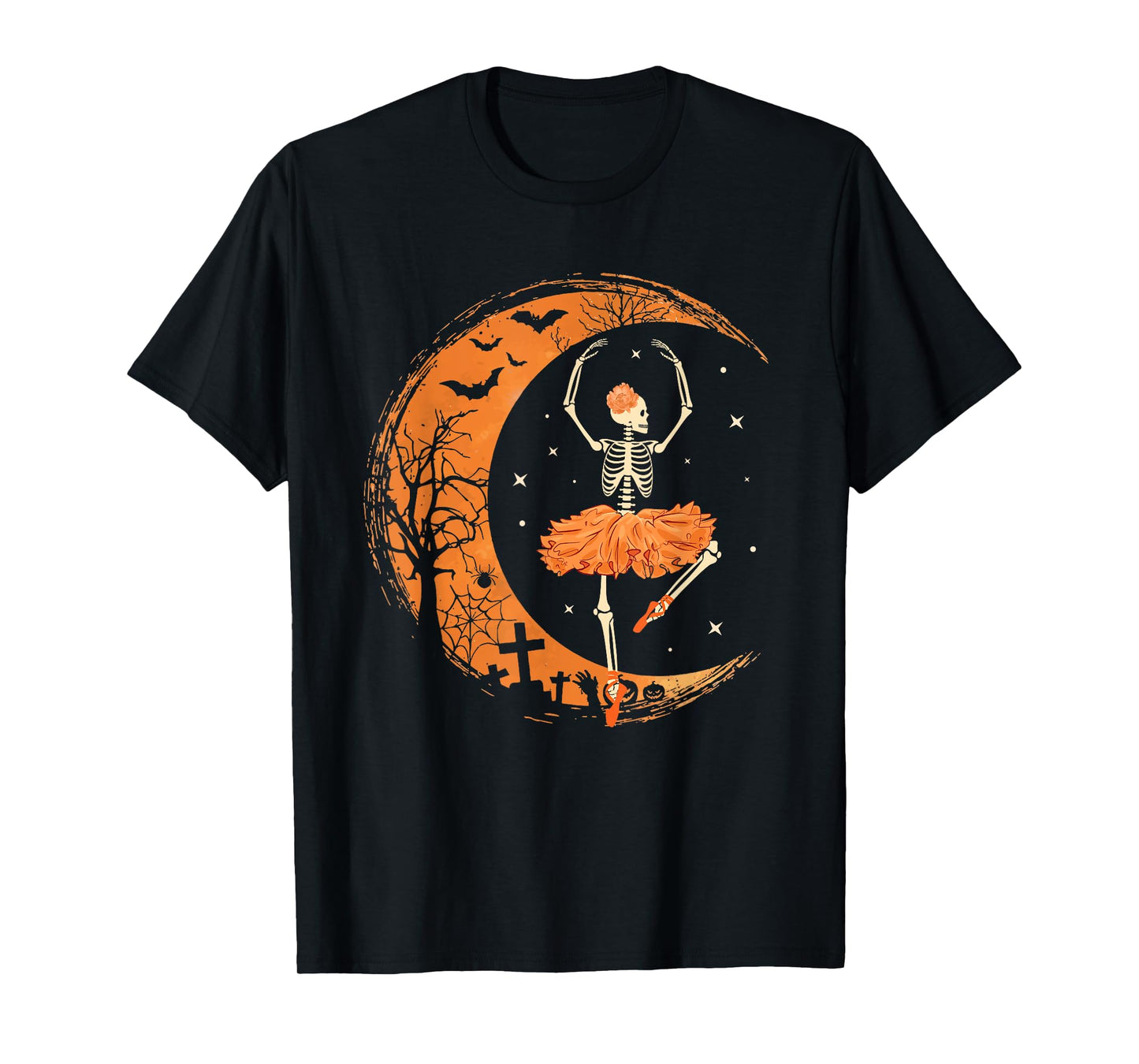 Dancing Skeleton Ballerina Ballet Dance Halloween Women Girl T-Shirt