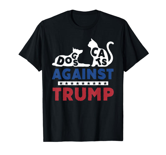 Cats And Dogs Against Trump 2024 Anti Trump USA Flag T-Shirt