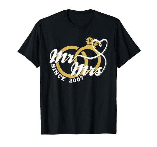 16th Wedding Anniversary Husband Wife Mr. & Mrs. Since 2007 T-Shirt