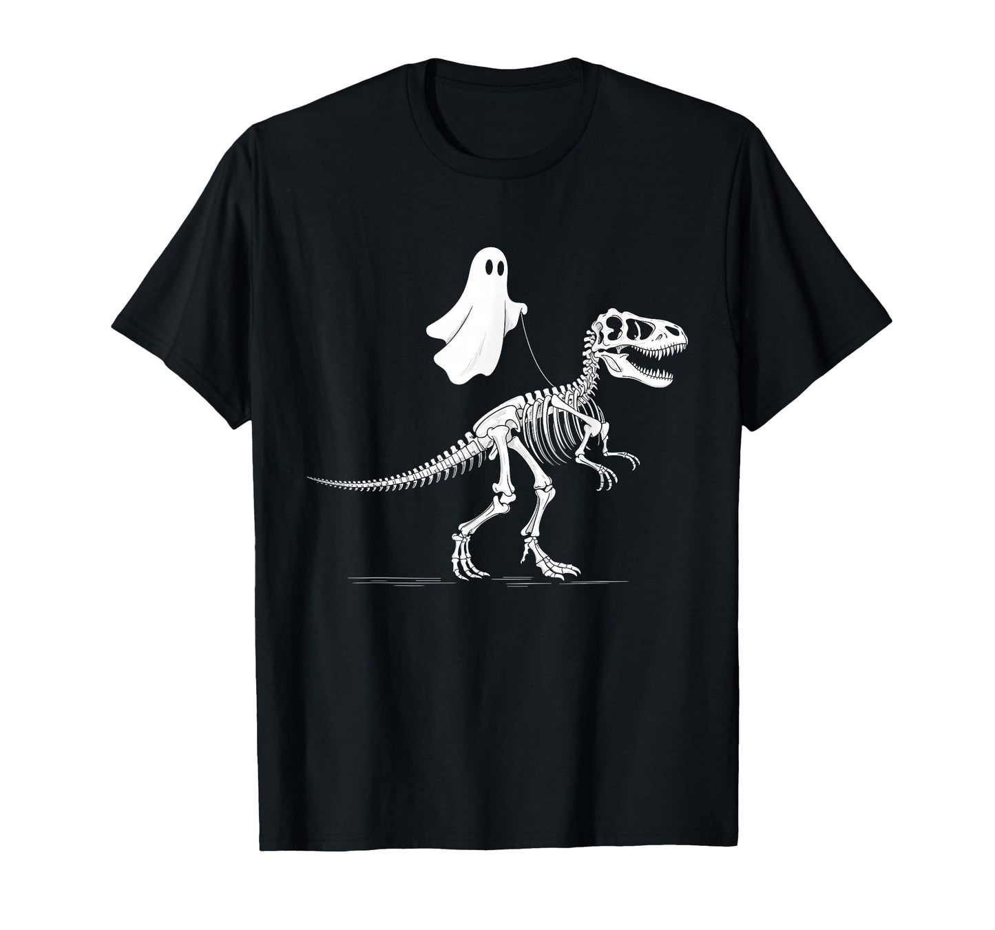 Halloween Ghost Walking Dinosaur Skeleton T Rex Funny T-Shirt