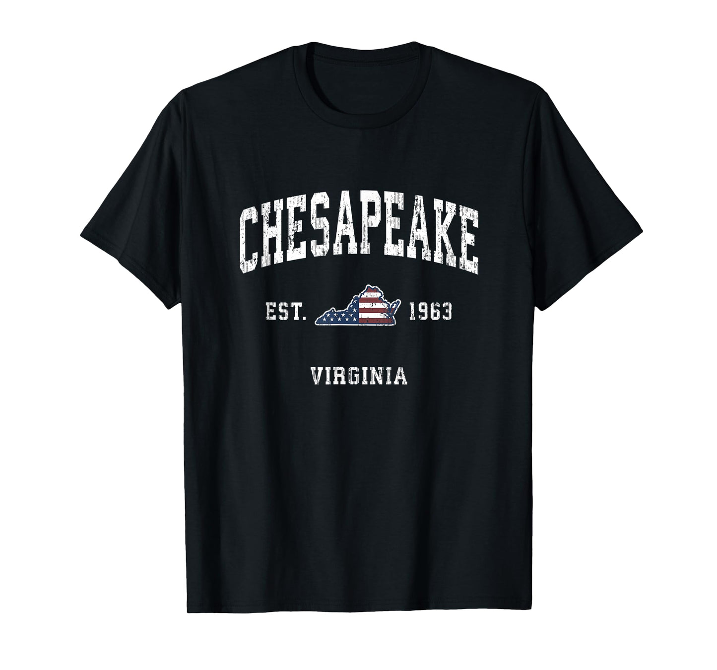 Chesapeake Virginia VA Vintage American Flag Sports Design Women Kids Men T-Shirt