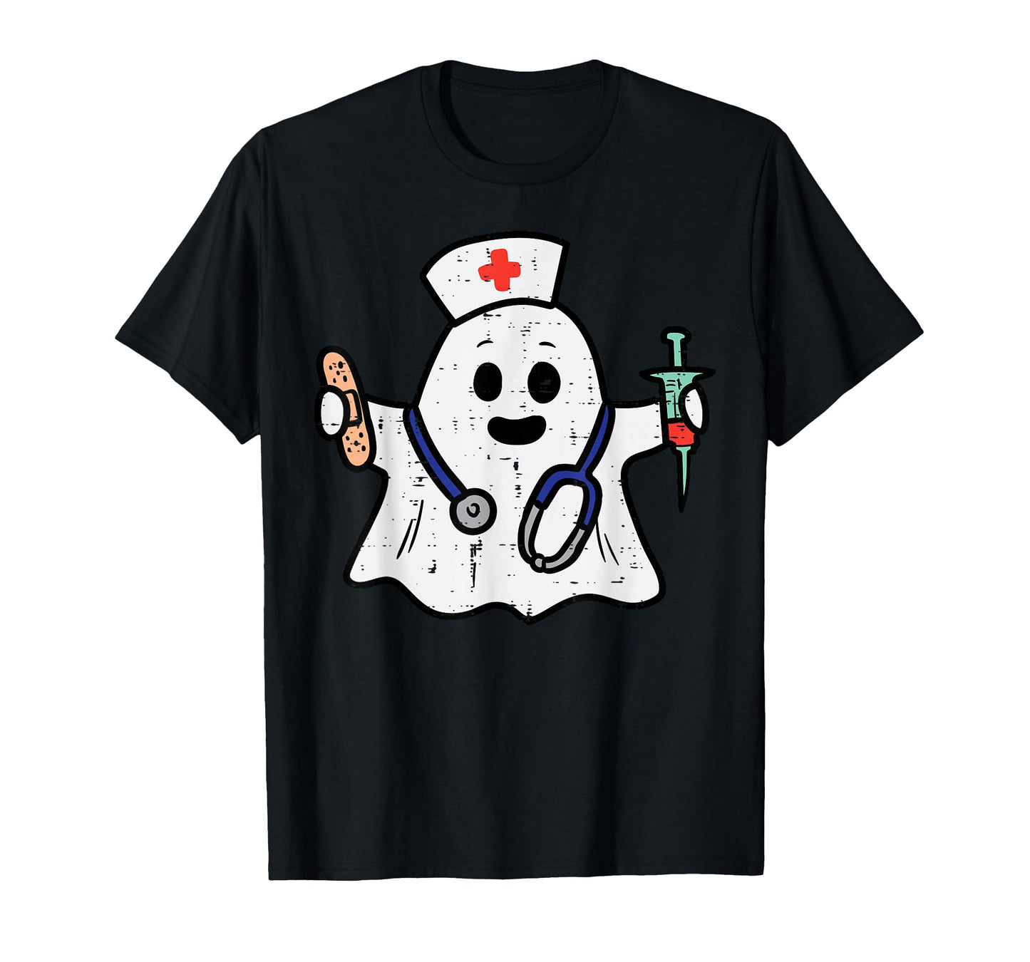 Nurse Ghost Scrub Top Halloween Costume For Nurses Women RN T-Shirt