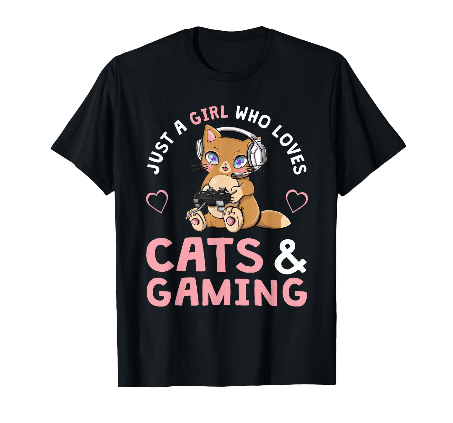 Just A Girl Who Loves Cats And Gaming Cute Gamer Cat T-Shirt