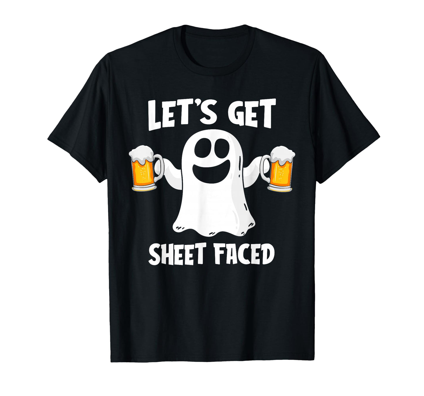 Let's Get Sheet Faced Funny Ghost Drinking Halloween Costume T-Shirt