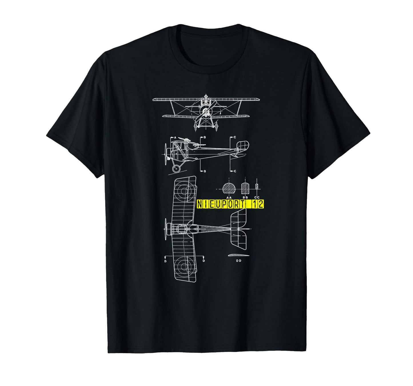 Nieuport 12 WW1 Aircraft Blueprint T-Shirt