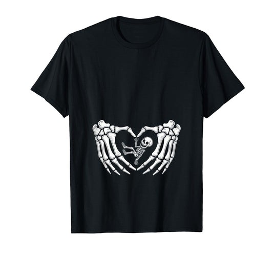 Happy Halloween Pregnant Baby Skeleton Spooky Season New Mom T-Shirt