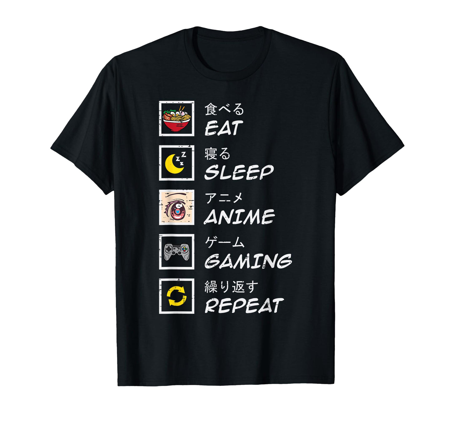 Eat Sleep Anime Gaming Repeat Gamer Teen Boys Girls Kids T-Shirt