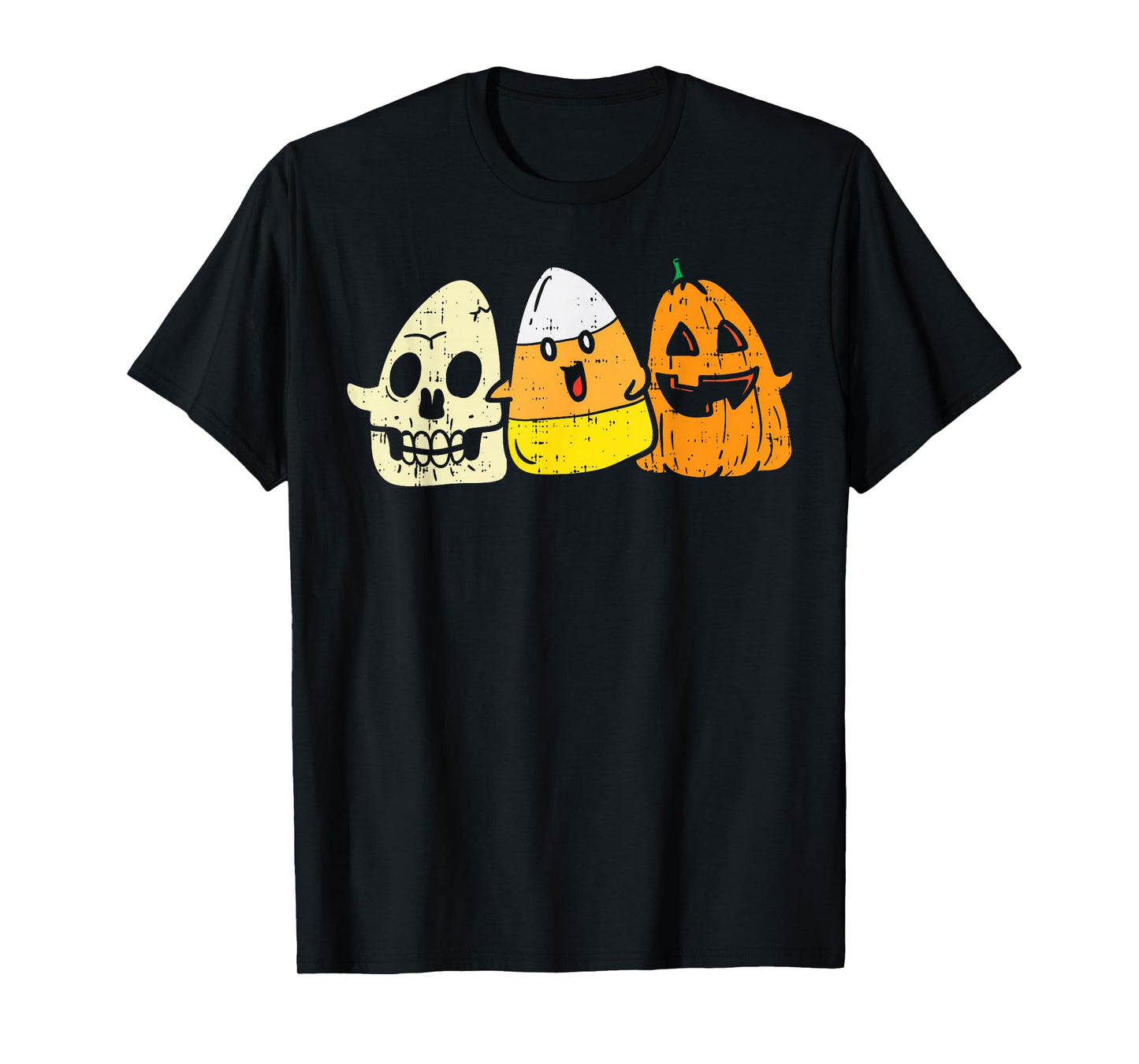Candy Corn Skeleton Skull Pumpkin Fun Halloween Costume Kids T-Shirt