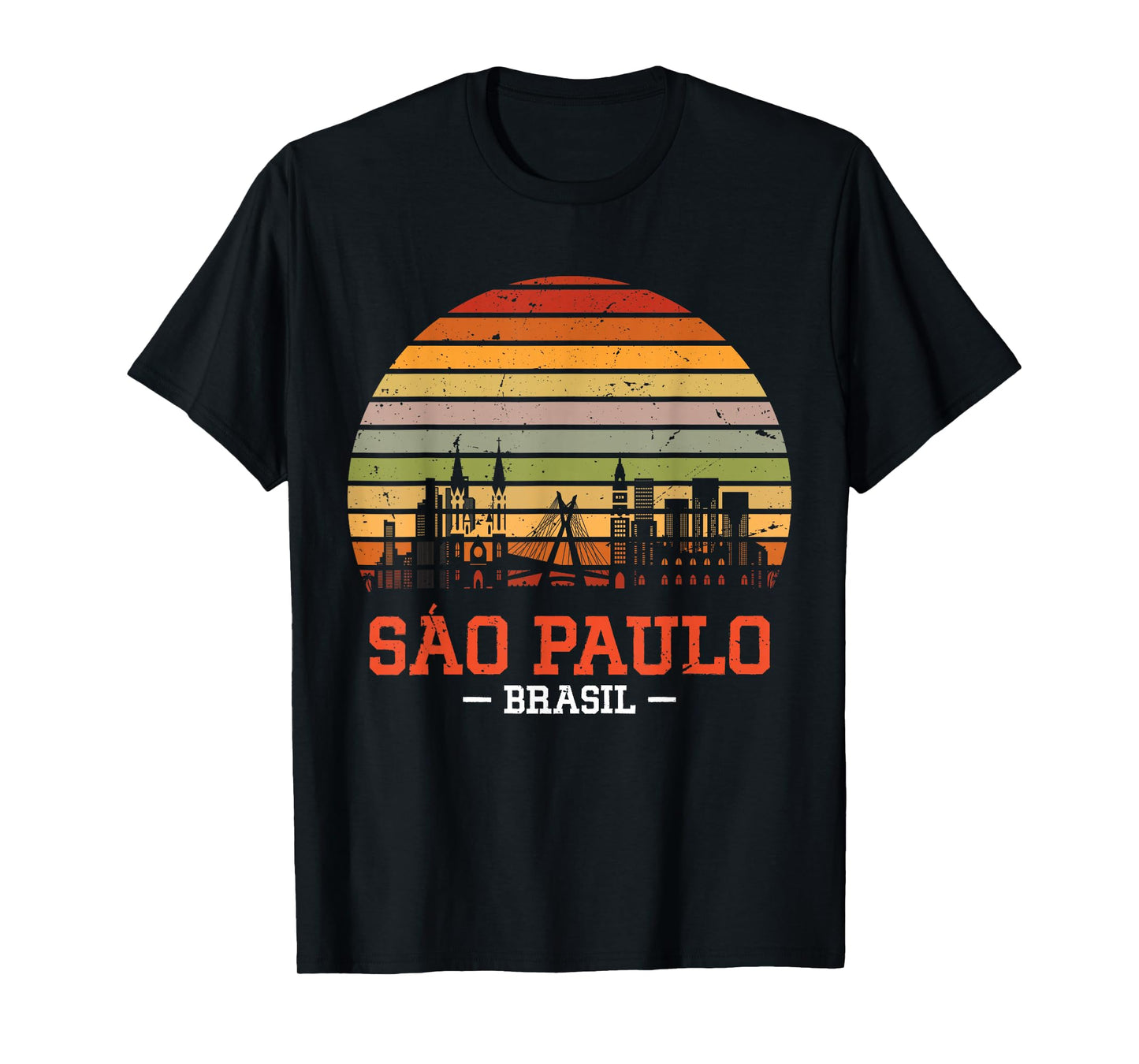 Sao Paulo Brasil Retro Vintage Sunset Skyline Sao Paulo T-Shirt