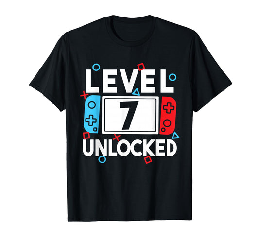 Level 7 Unlocked Gamer 7th Birthday Video Game Boys T-Shirt