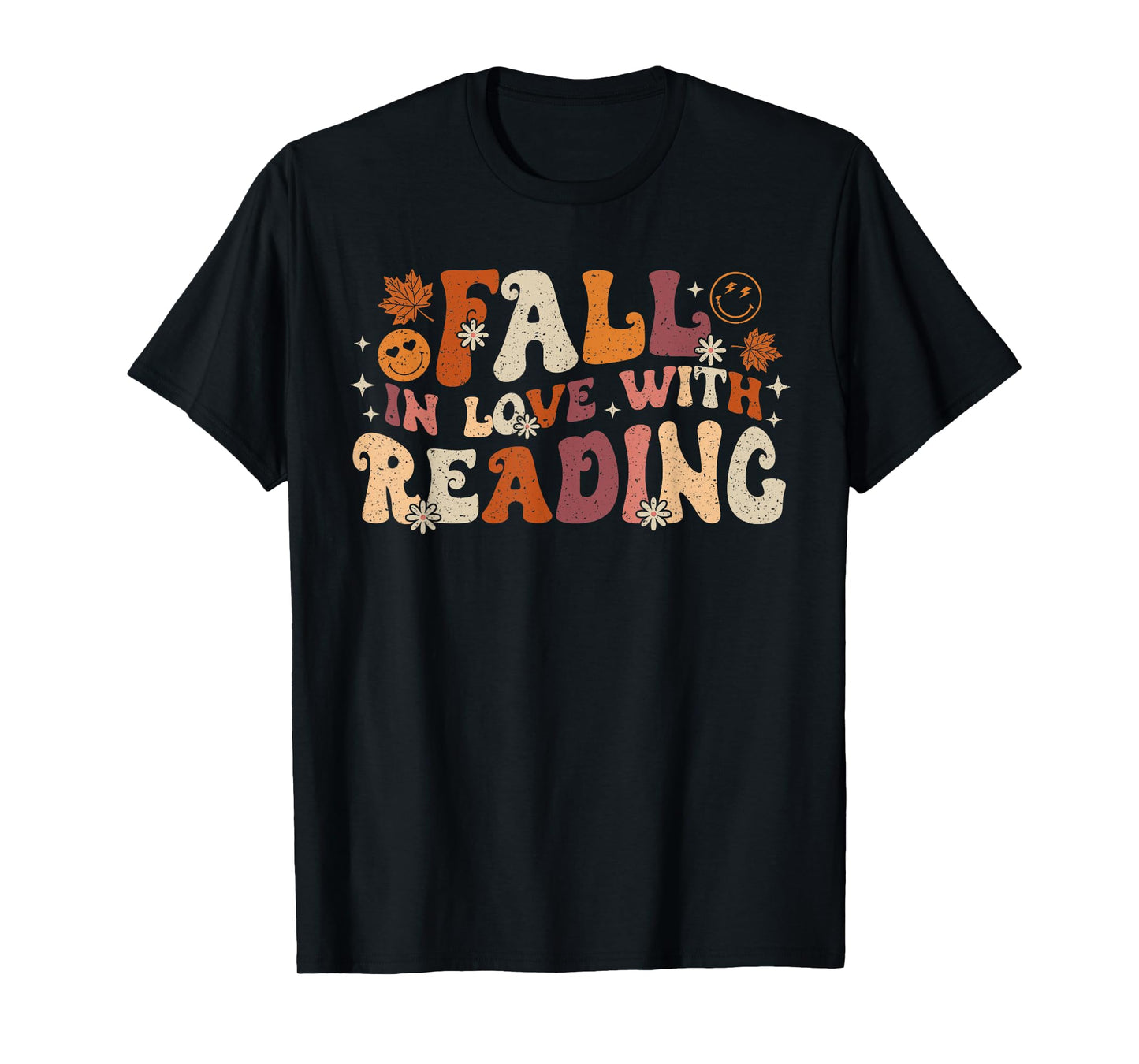 Fall In Love With Reading Autum Thanksgiving Teacher Kids T-Shirt