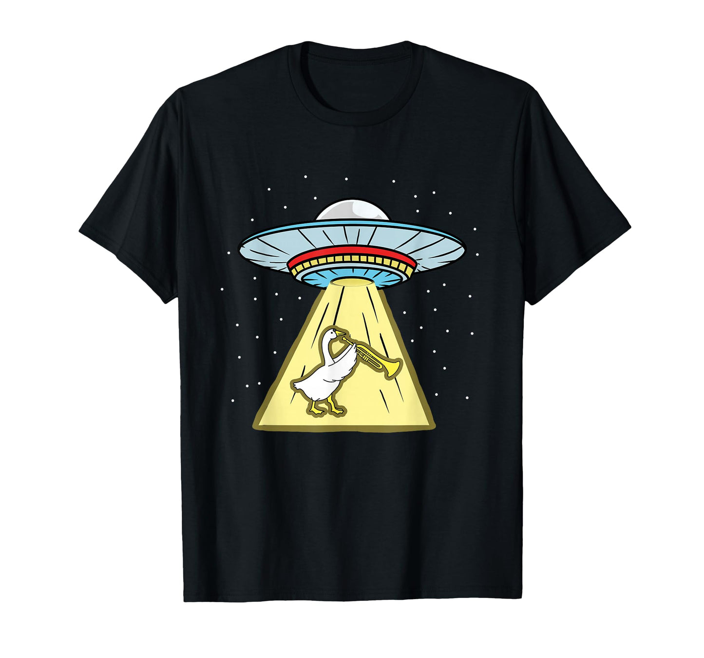 Duck Playing Trumpet Ufo Abduction T-Shirt