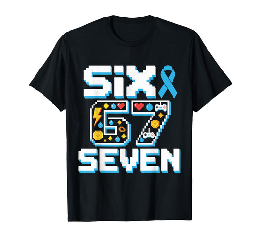 Six Seven Gamer Diabetes Awareness T1D Warrior Retro Pixel T-Shirt