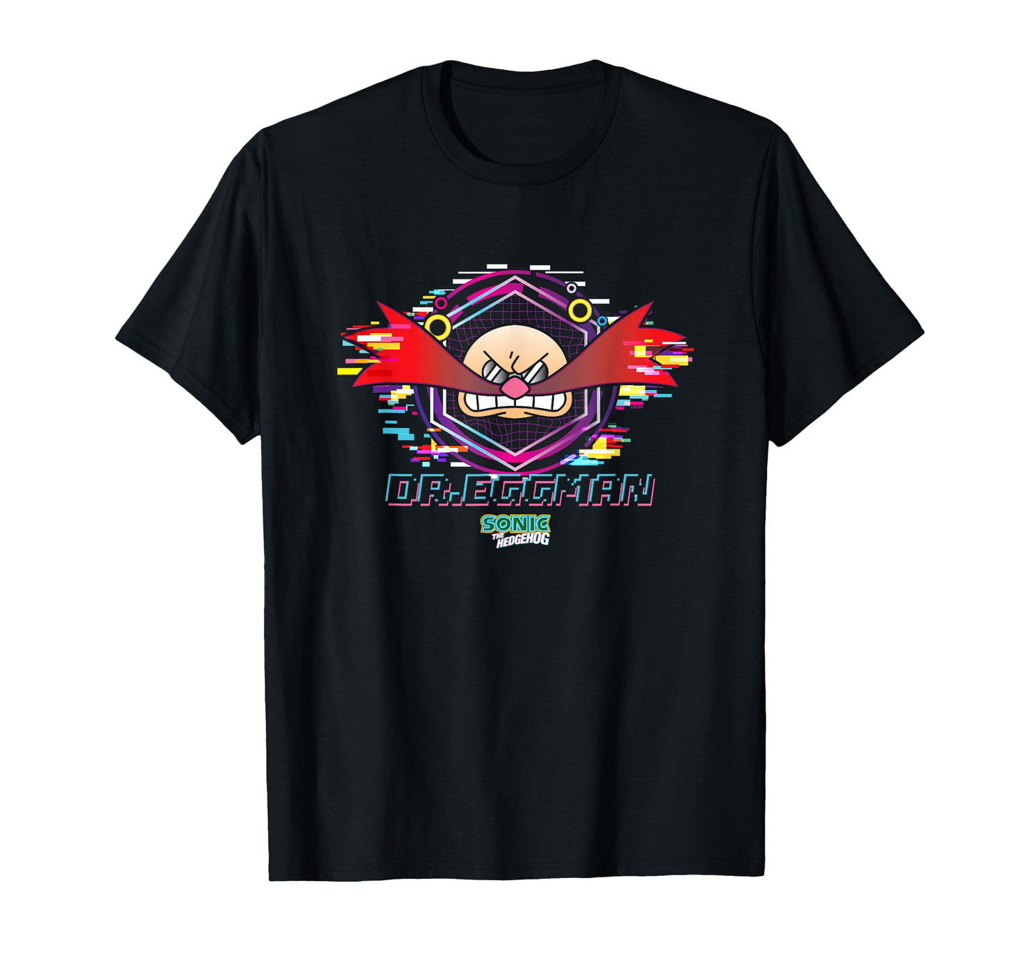 Sonic The Hedgehog Dr. Eggman Glitched Out Face Logo T-Shirt