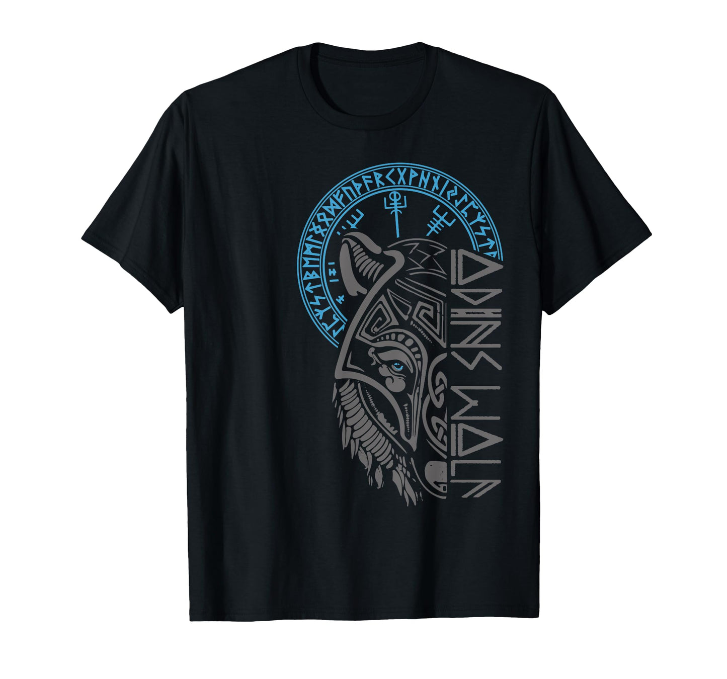 Odin's Wolf Mask Runes Norse Compass Valhalla Vikings T-Shirt