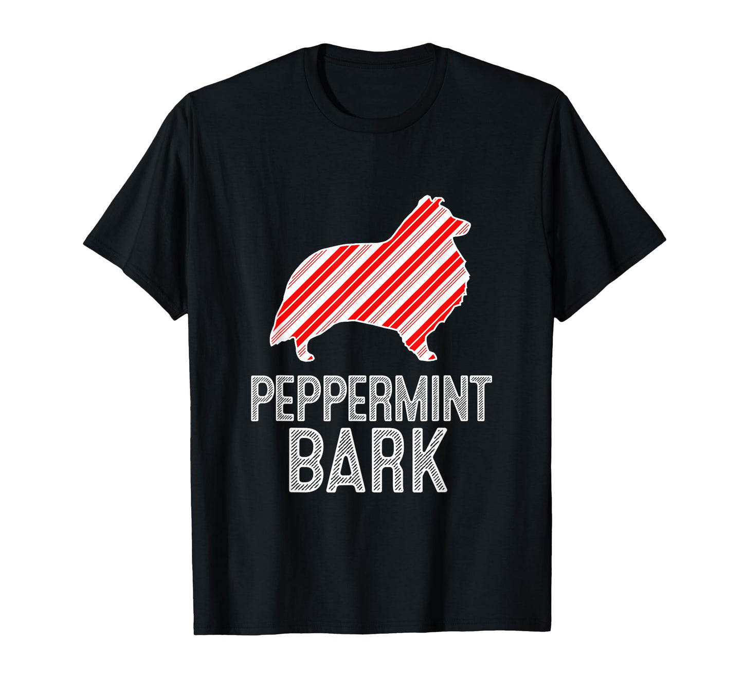 Sheltie Shetland Sheepdog Peppermint Bark Christmas Dog T-Shirt